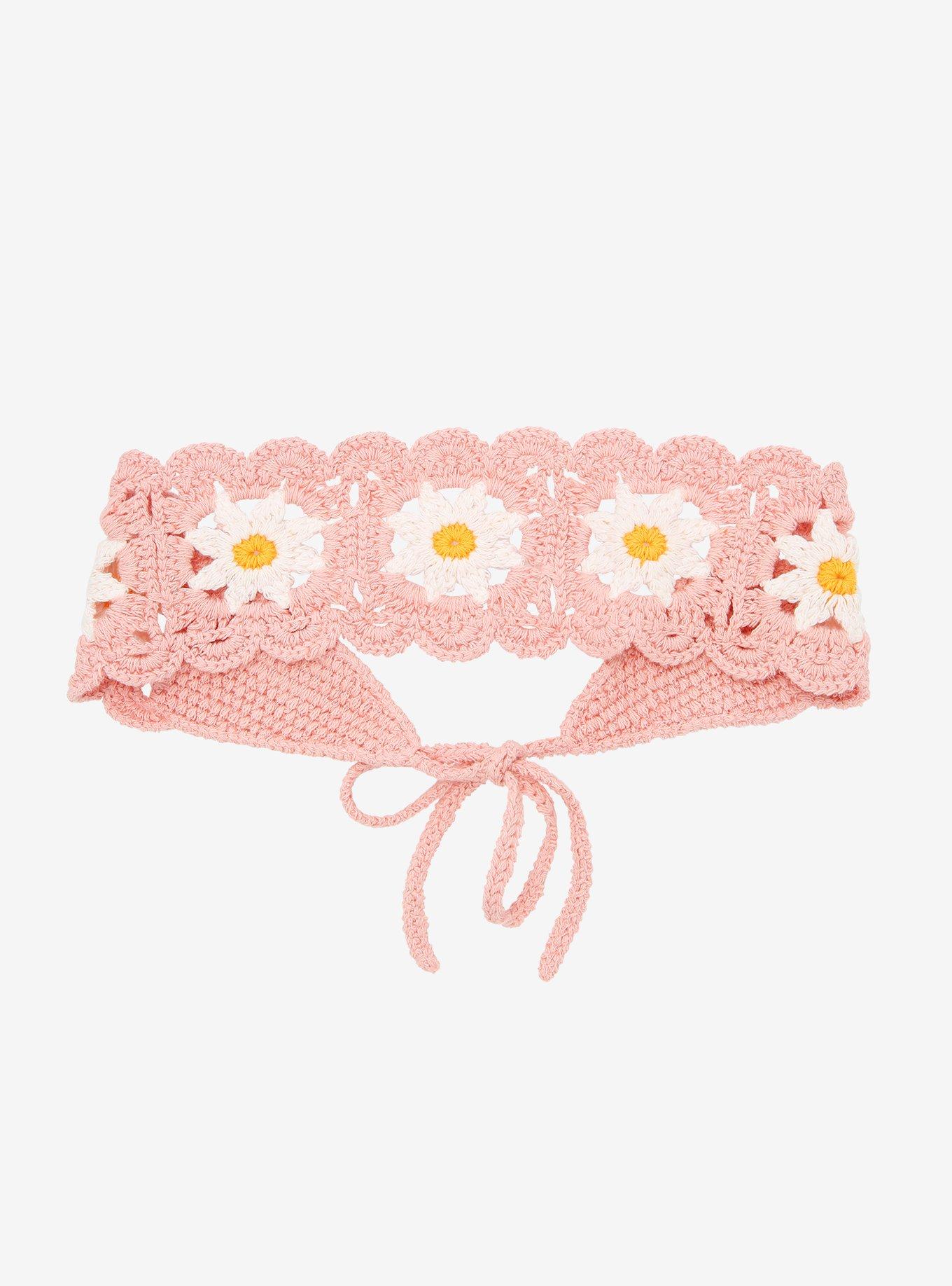 Pink Flower Crochet Headband, , hi-res