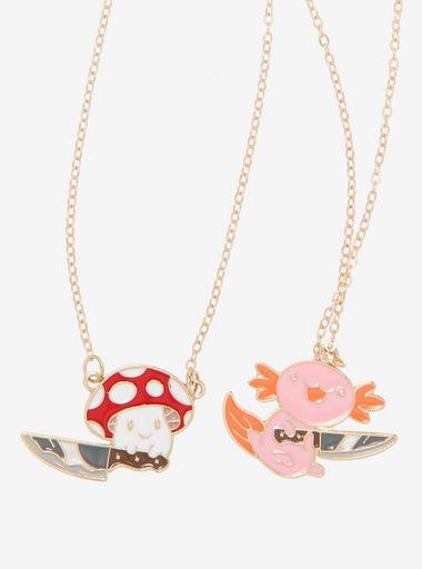 Mushroom & Axolotl Knife Best Friend Necklace Set | Hot Topic