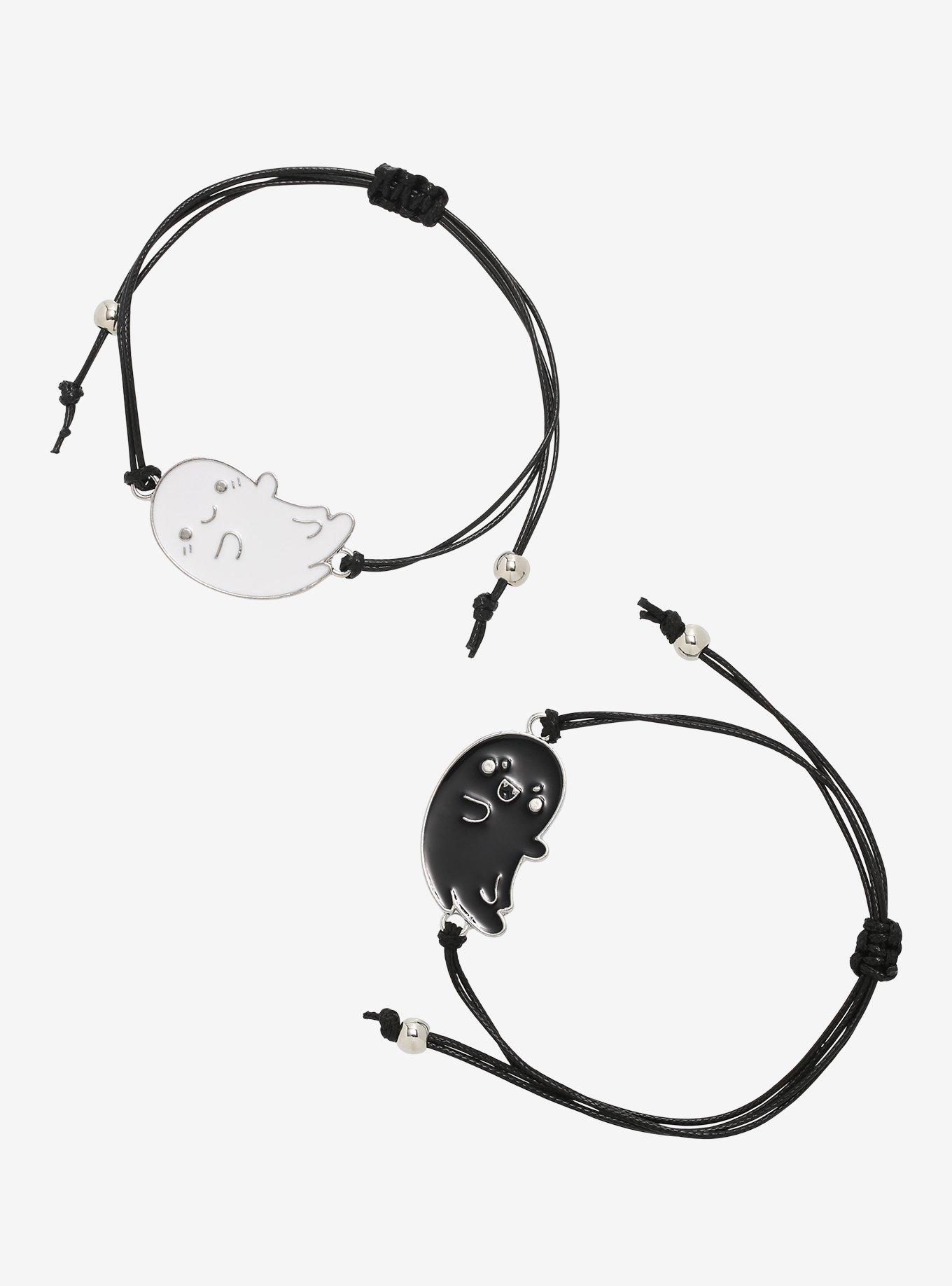 Black & White Ghosts Best Friend Cord Bracelet Set, , hi-res
