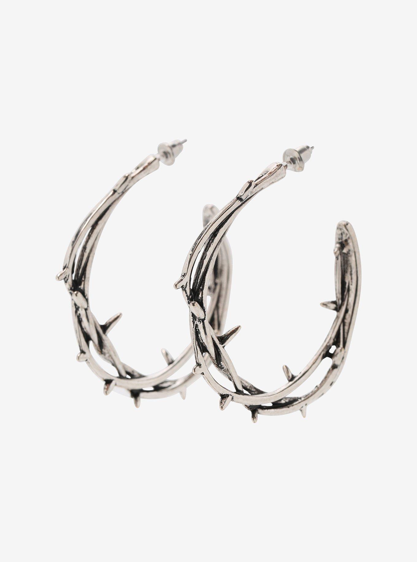 Barbed Wire Hoop Earrings, , hi-res