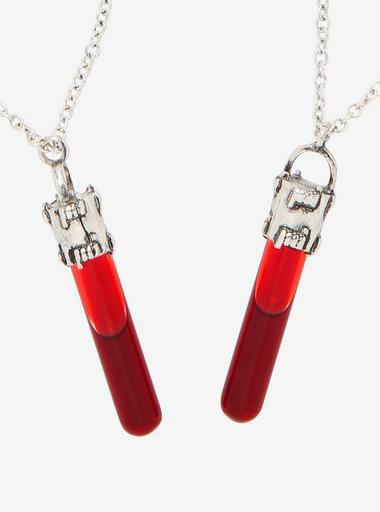 Heart Fake Blood Vial Necklace Blood Necklace Blood Vial