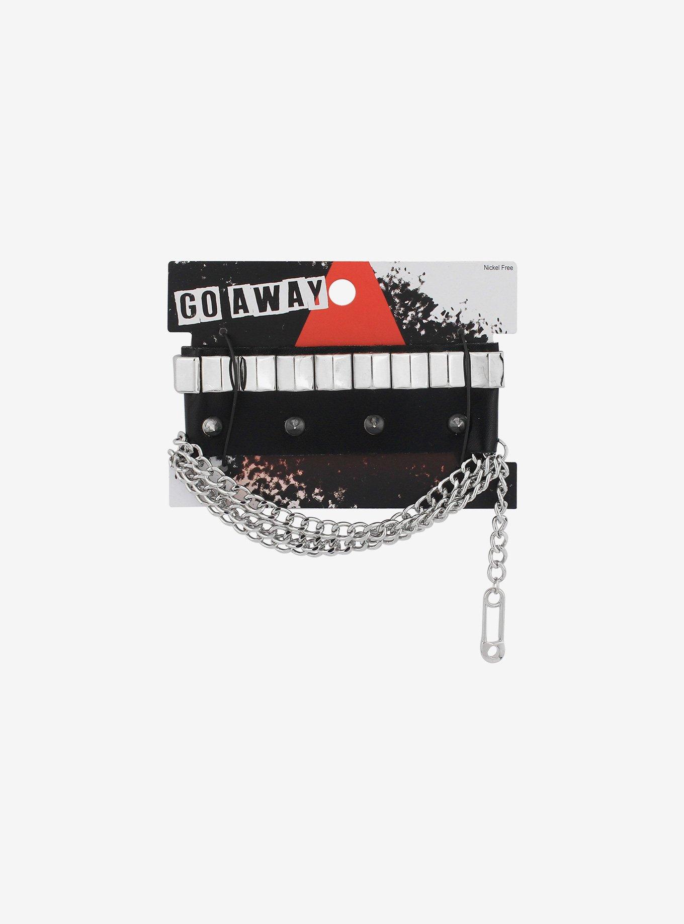 Spike Stud & Chain Cuff Bracelet, , hi-res