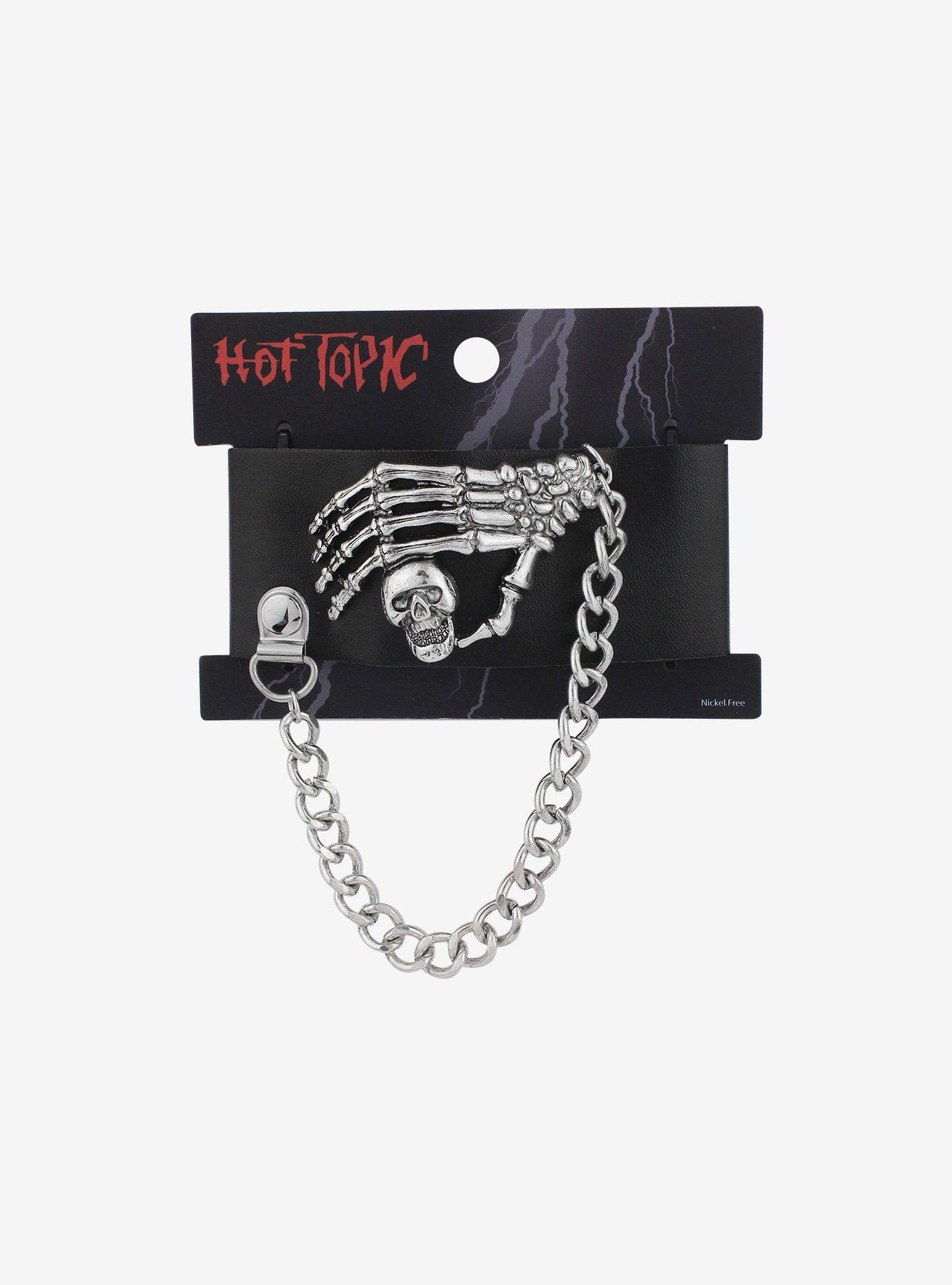 Skull Hand Chain Cuff Bracelet, , hi-res