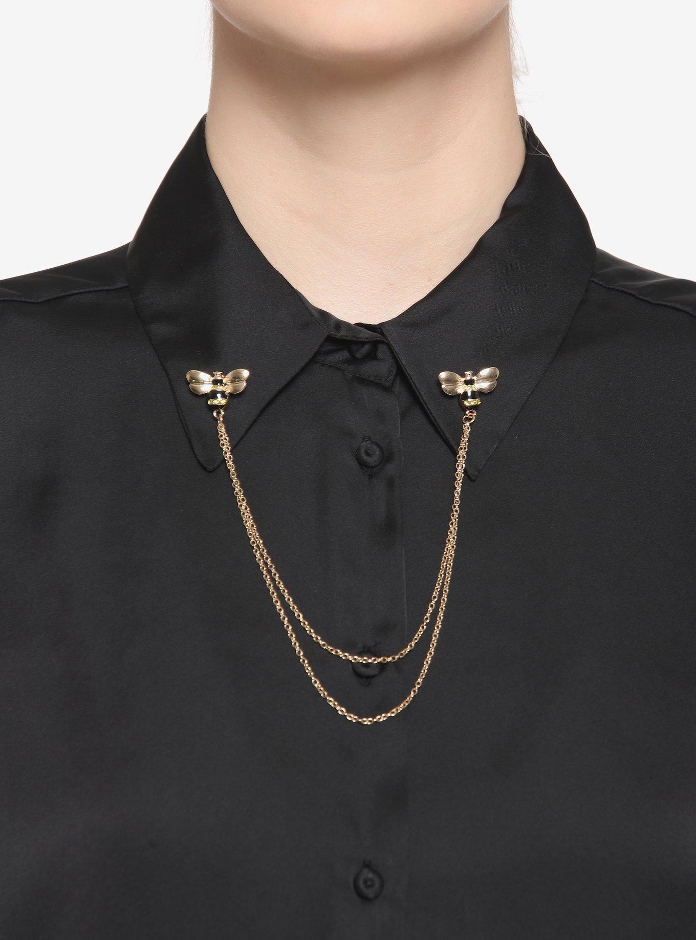 Bee Chain Collar Pins, , hi-res