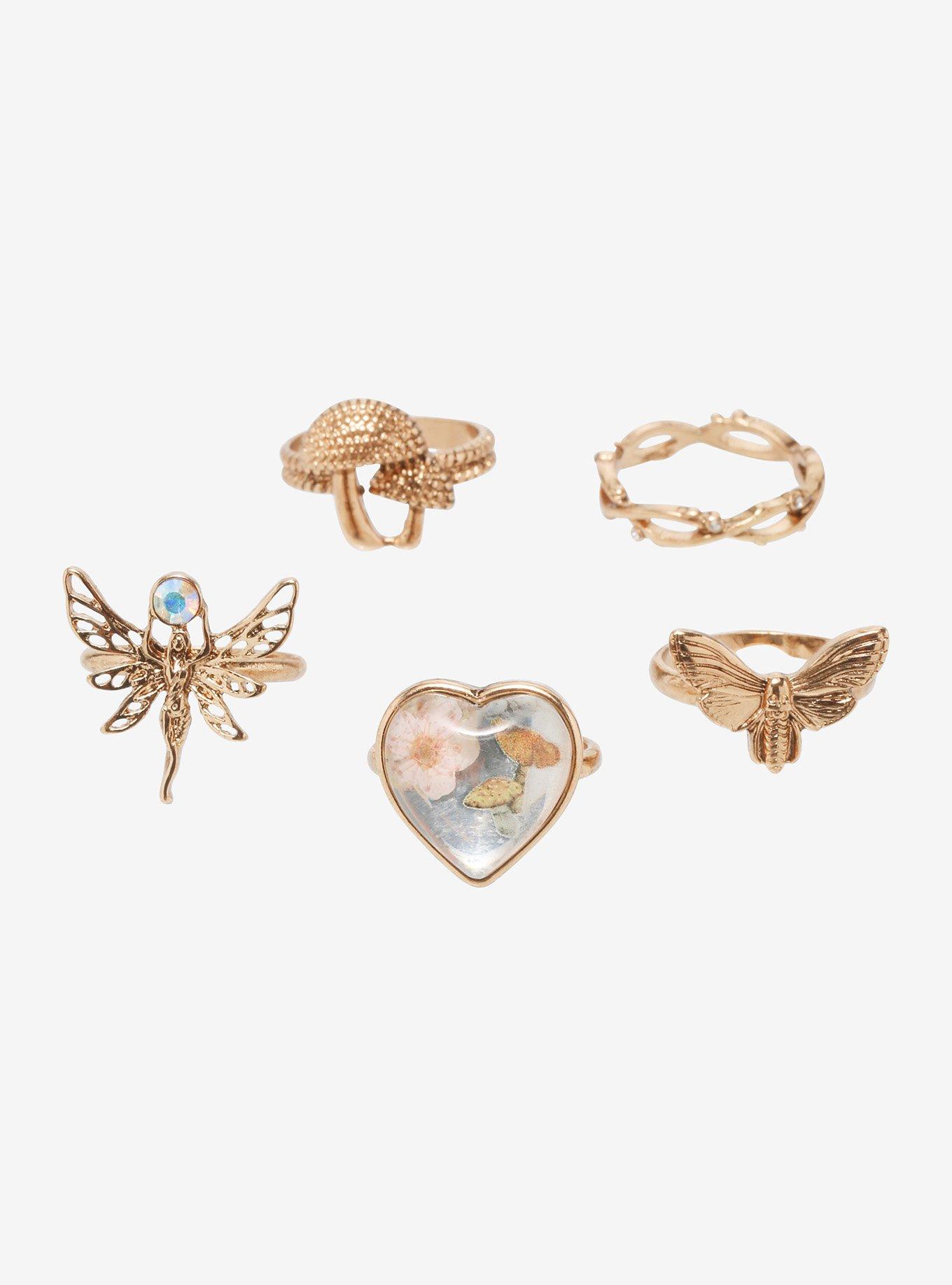 Dried Floral Heart Fairy Ring Set | Hot Topic