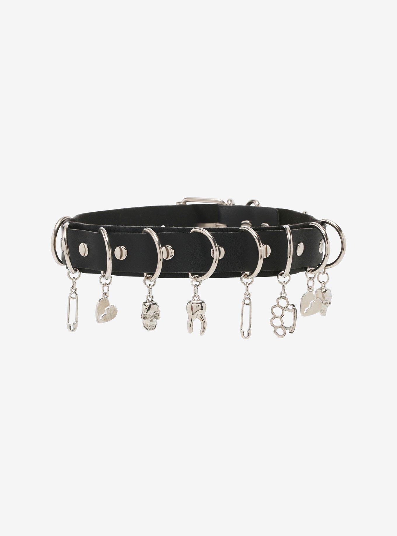 D-Ring Hardware Emo Charm Choker, , hi-res