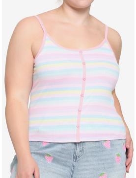 Pastel Rainbow Stripe Girls Crop Cami Plus Size, , hi-res