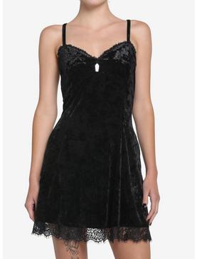 Black Velvet Slip Dress, , hi-res