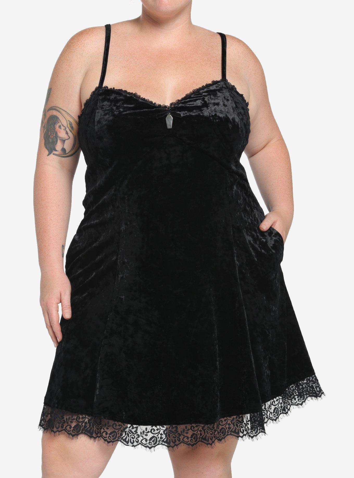 Black Velvet Slip Dress Plus Size | Hot Topic