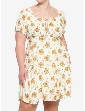 Sunflower Puff Sleeve Dress Plus Size, , hi-res