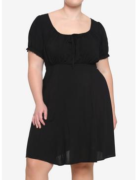 Black Puff Sleeve Dress Plus Size, , hi-res