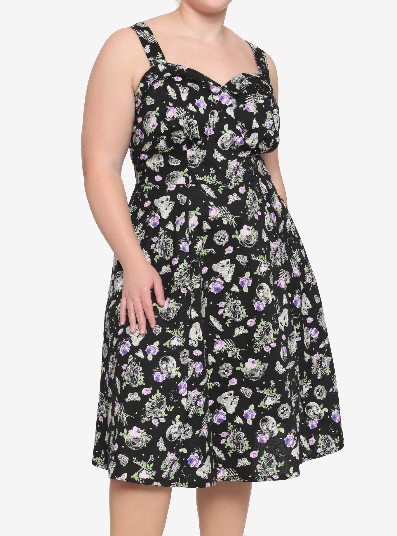Anatomy Floral Retro Dress Plus Size, BLACK, hi-res