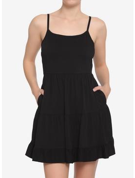 Black Woven Tiered Dress, , hi-res