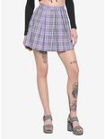 Lavender Plaid Chain Pleated Skirt, PLAID - PURPLE, hi-res