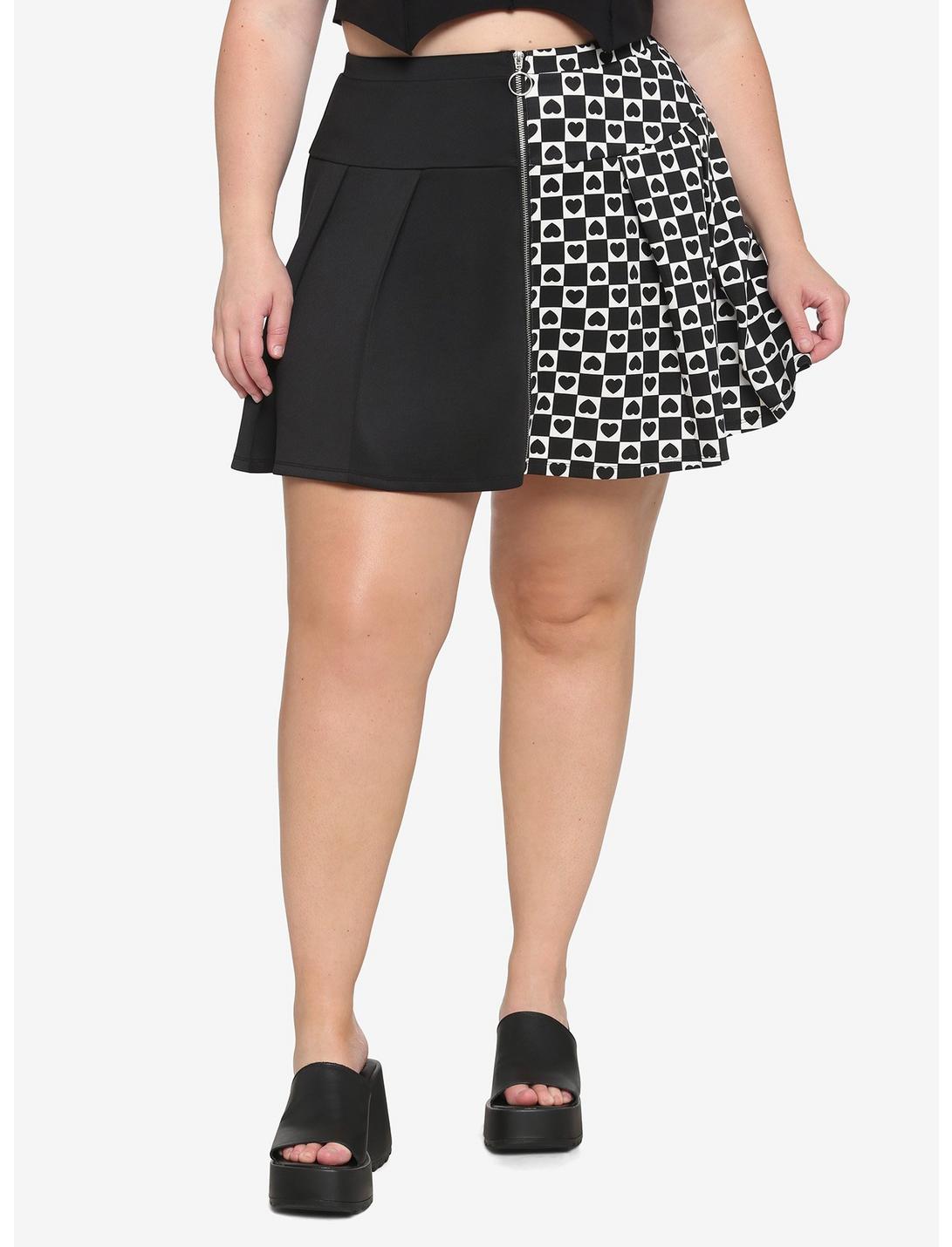 Black & White Checkered Heart Split Skirt Plus Size | Hot Topic