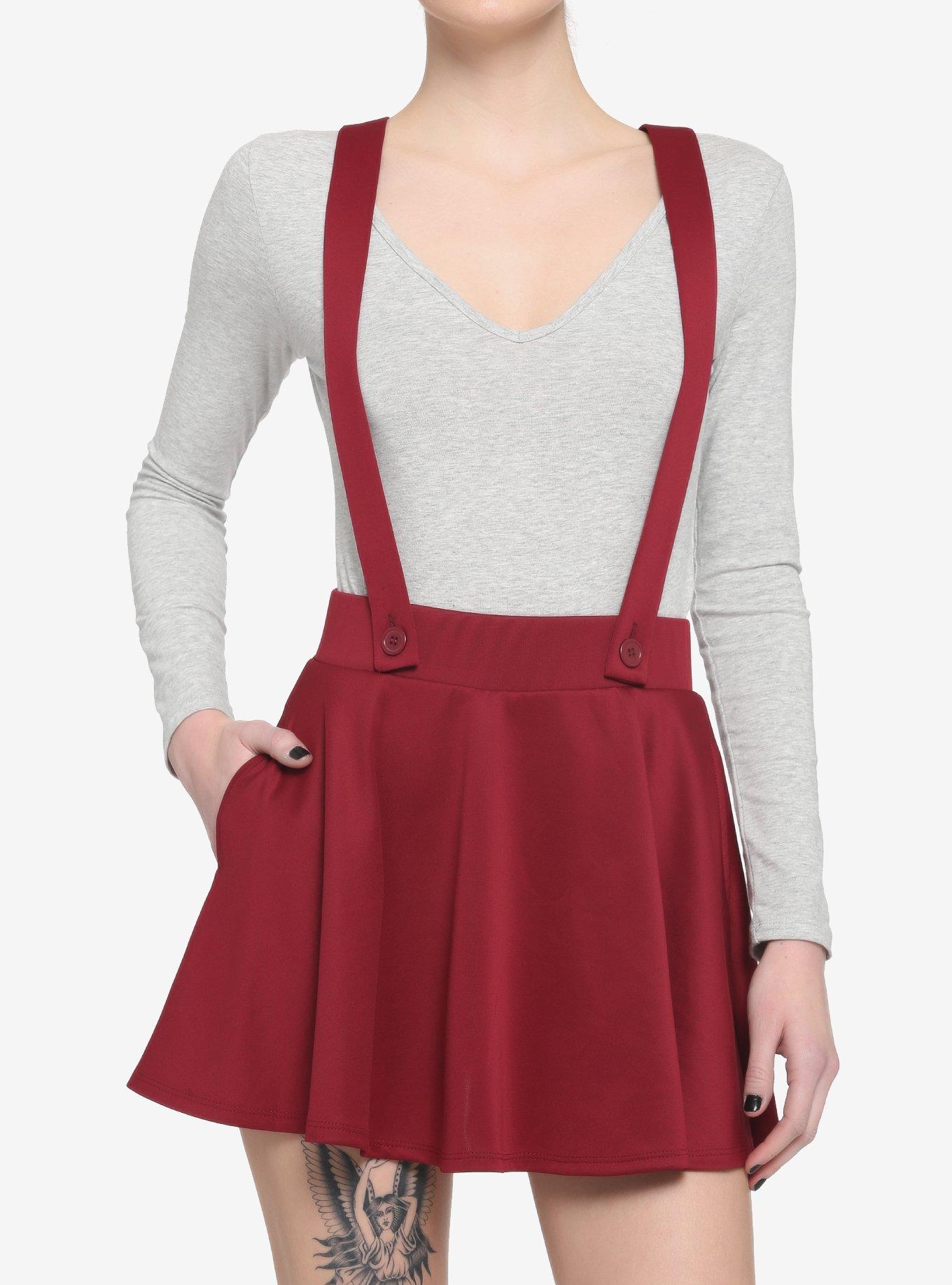 Merlot Suspender Skater Skirt | Hot Topic