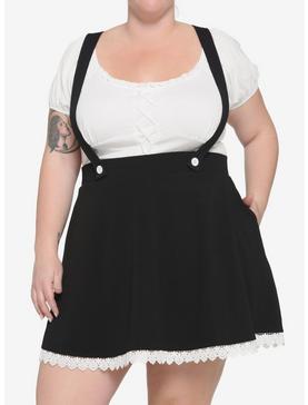 Black & White Lace Suspender Skirt Plus Size, , hi-res
