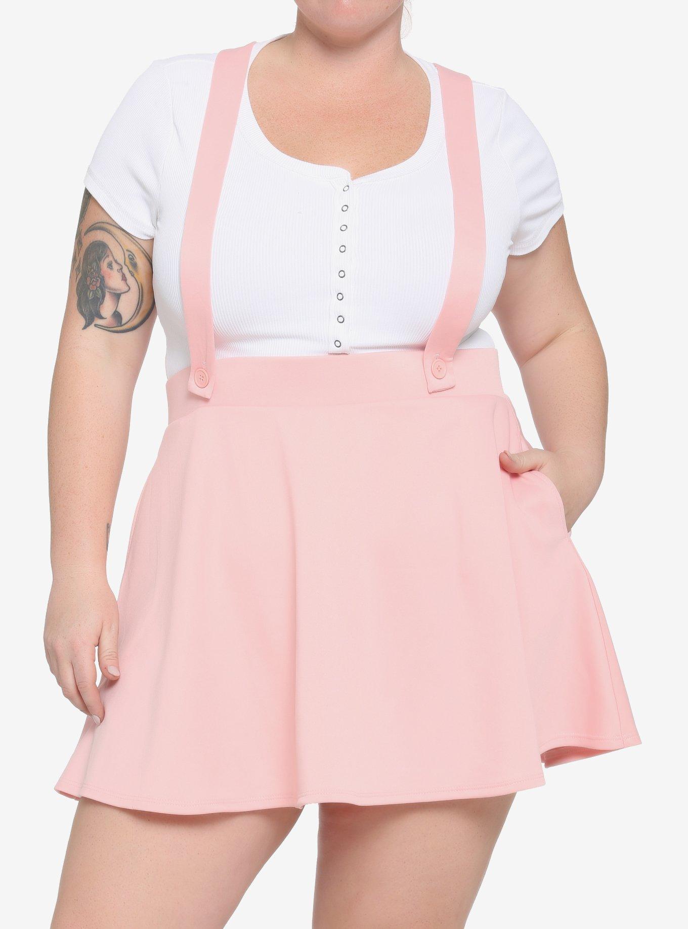 Pink Suspender Skater Skirt Plus Size Hot Topic