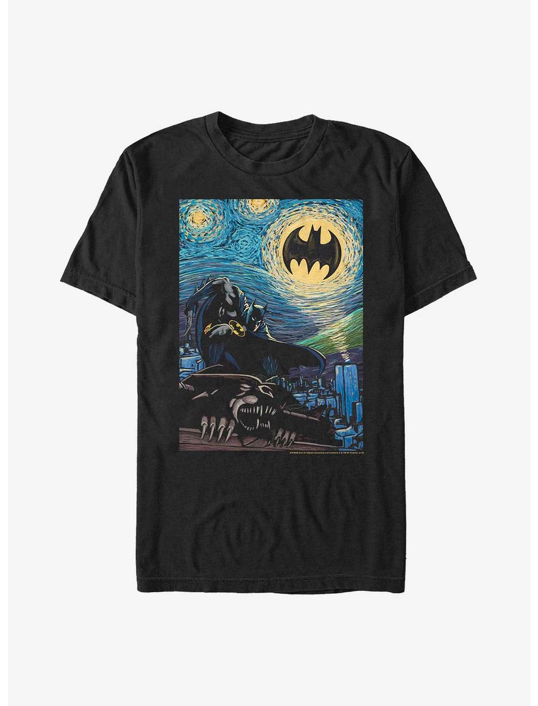 DC Comics Batman Over Starry Gotham T-Shirt, BLACK, hi-res