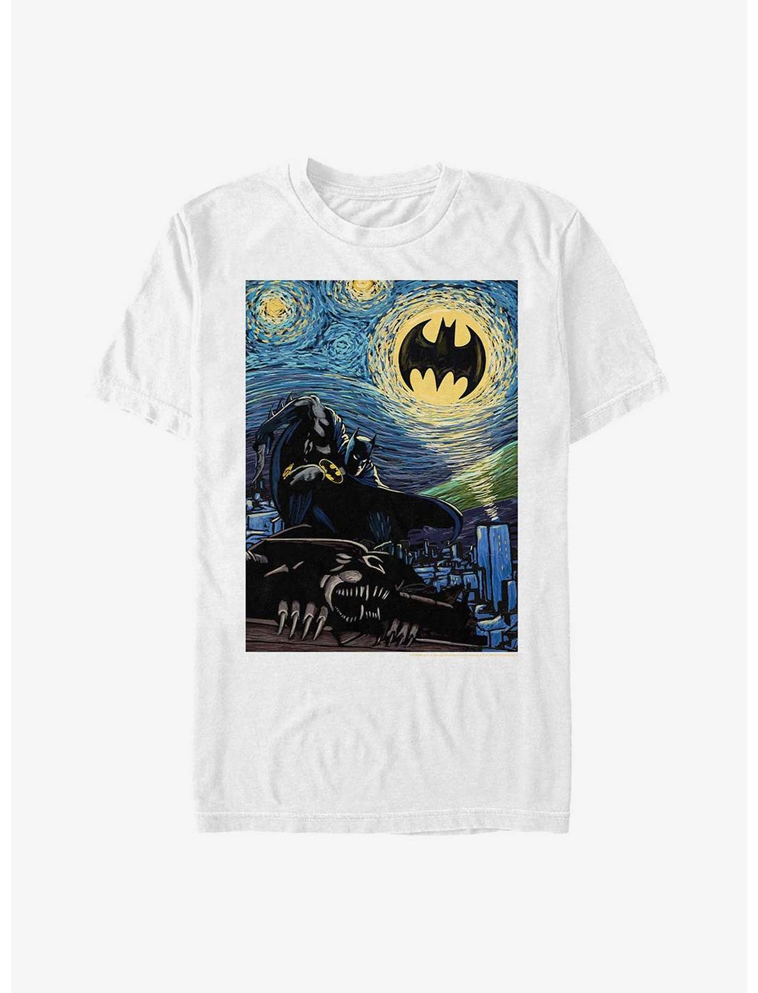 DC Comics Batman Over Starry Gotham T-Shirt, WHITE, hi-res