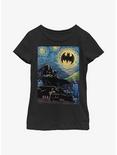 DC Comics Batman Over Starry Gotham Youth Girls T-Shirt, BLACK, hi-res