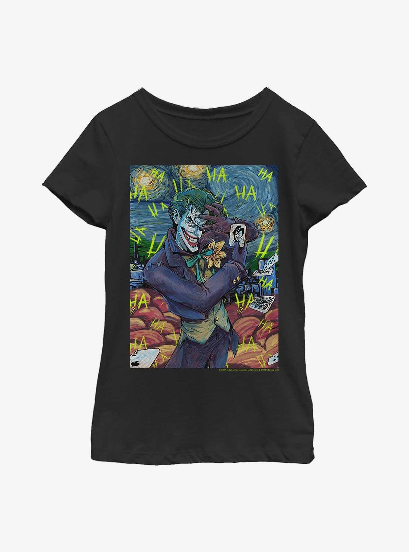 DC Comics Batman Joker Starry Night Youth Girls T-Shirt, BLACK, hi-res