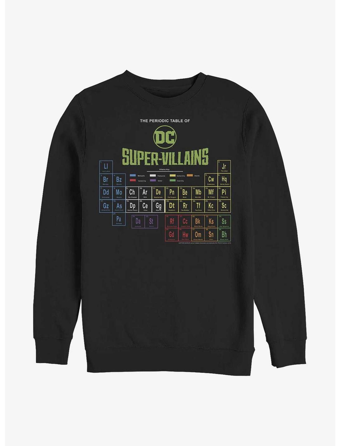 DC Comics Periodic Table Of Super-Villains Sweatshirt, BLACK, hi-res