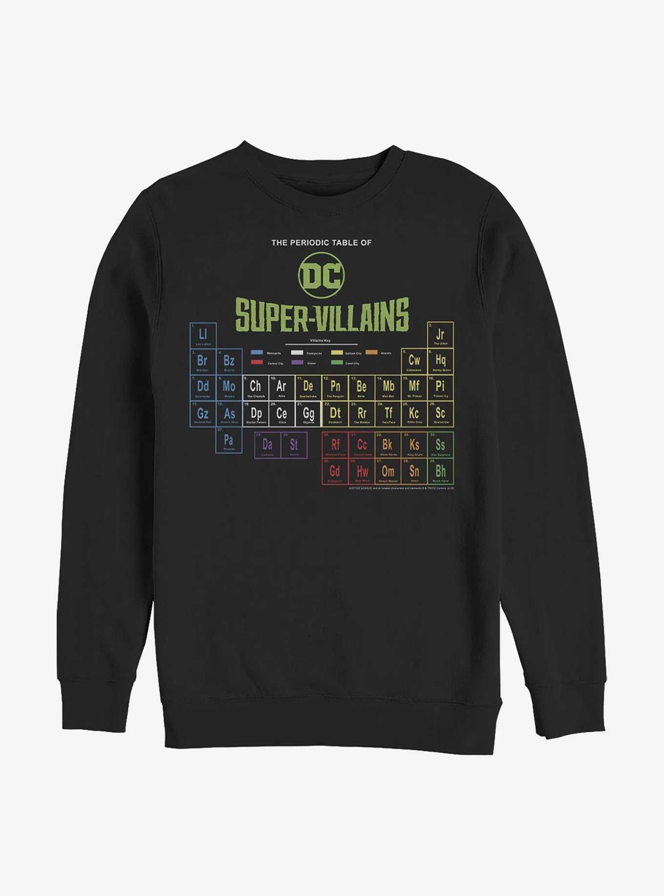 DC Comics Periodic Table Of Super-Villains Sweatshirt, BLACK, hi-res