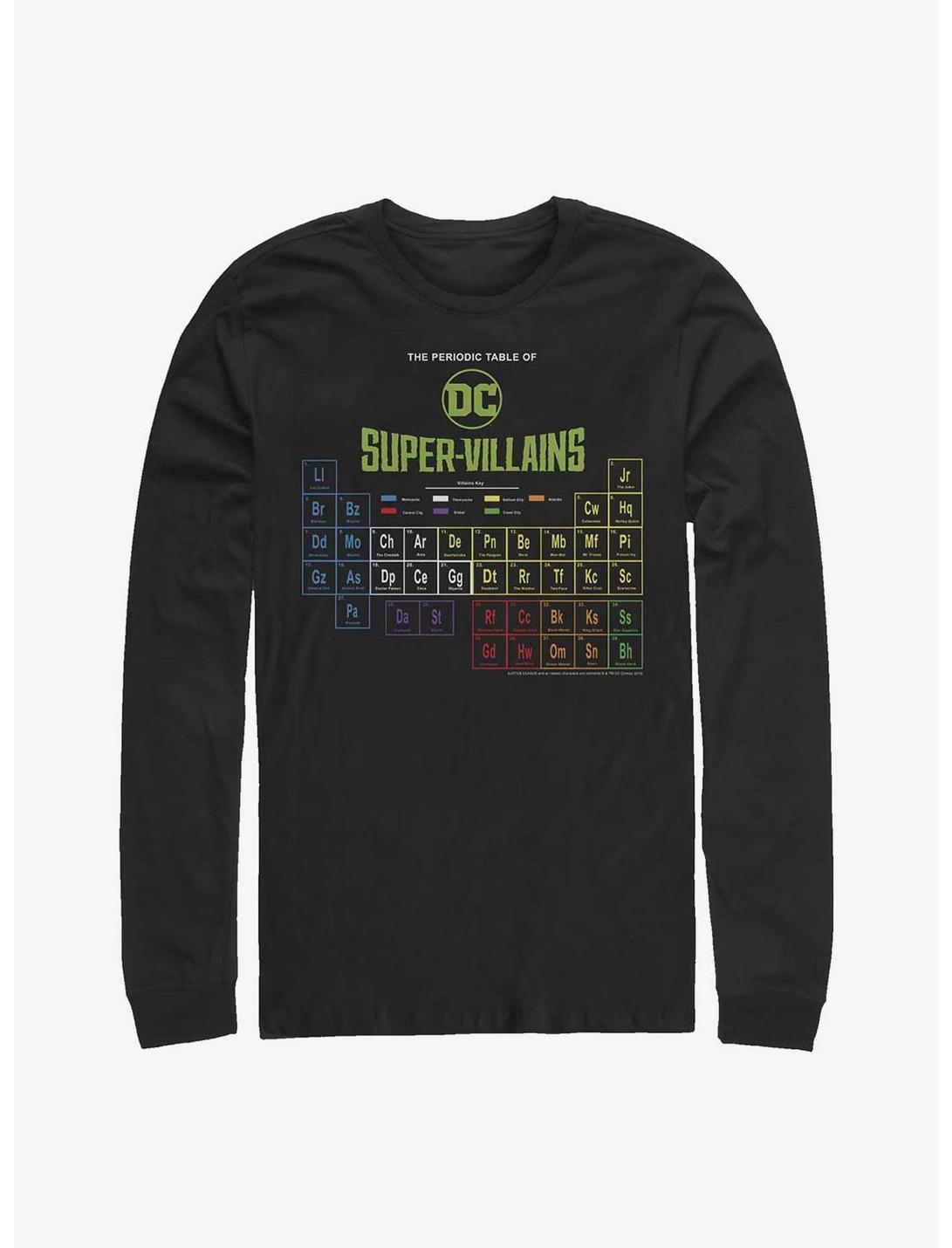 DC Comics Periodic Table Of Super-Villains Long-Sleeve T-Shirt, BLACK, hi-res