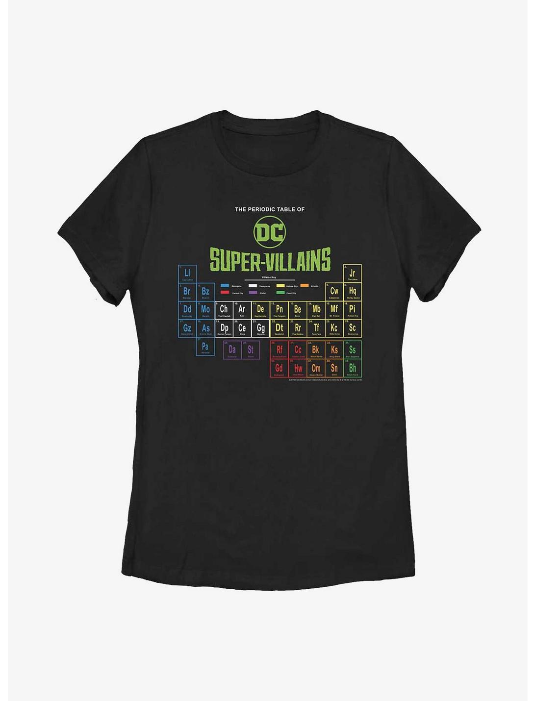 DC Comics Periodic Table Of Super-Villains Womens T-Shirt, BLACK, hi-res