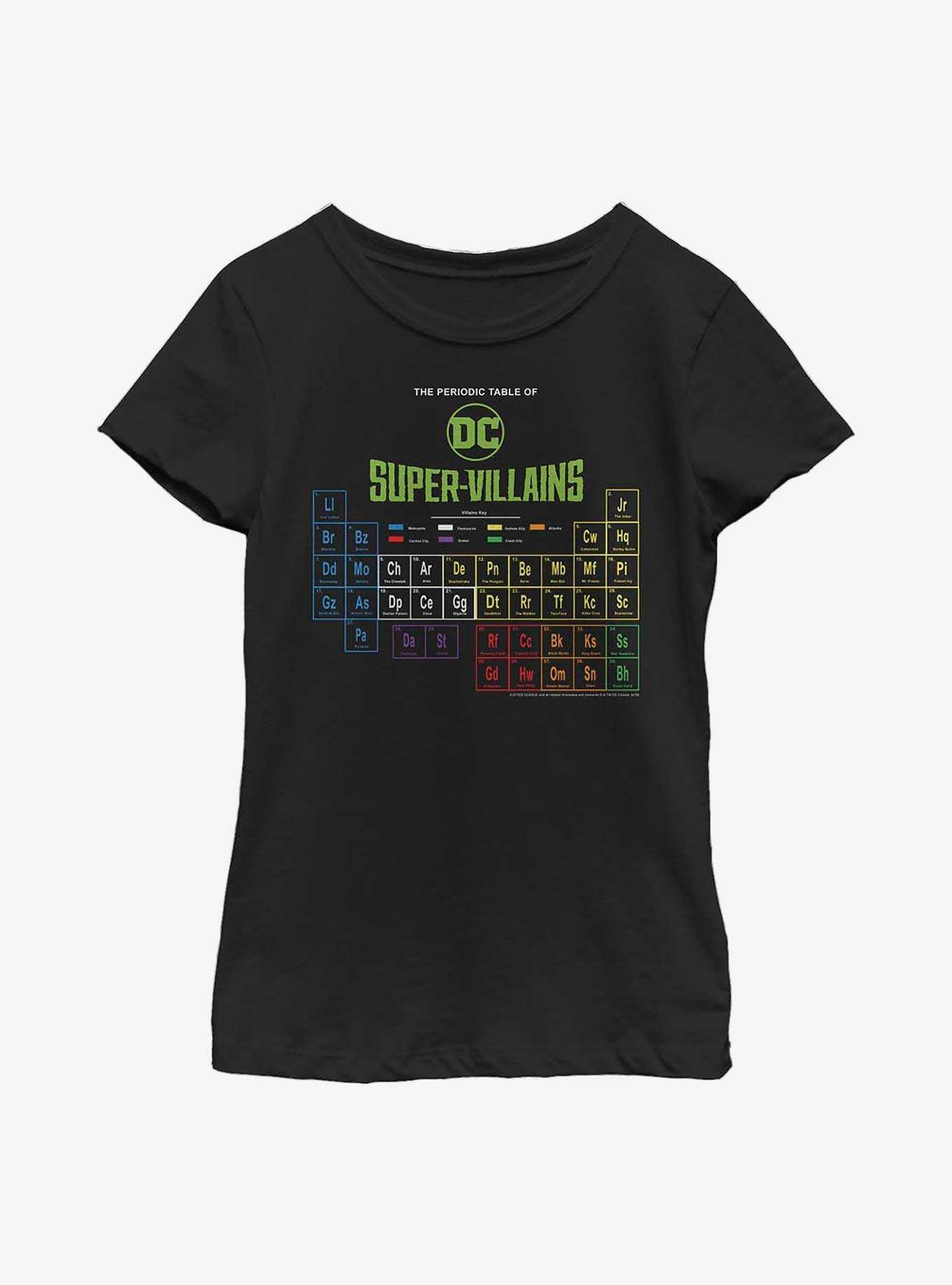 DC Comics Periodic Table Of Super-Villains Youth Girls T-Shirt, , hi-res