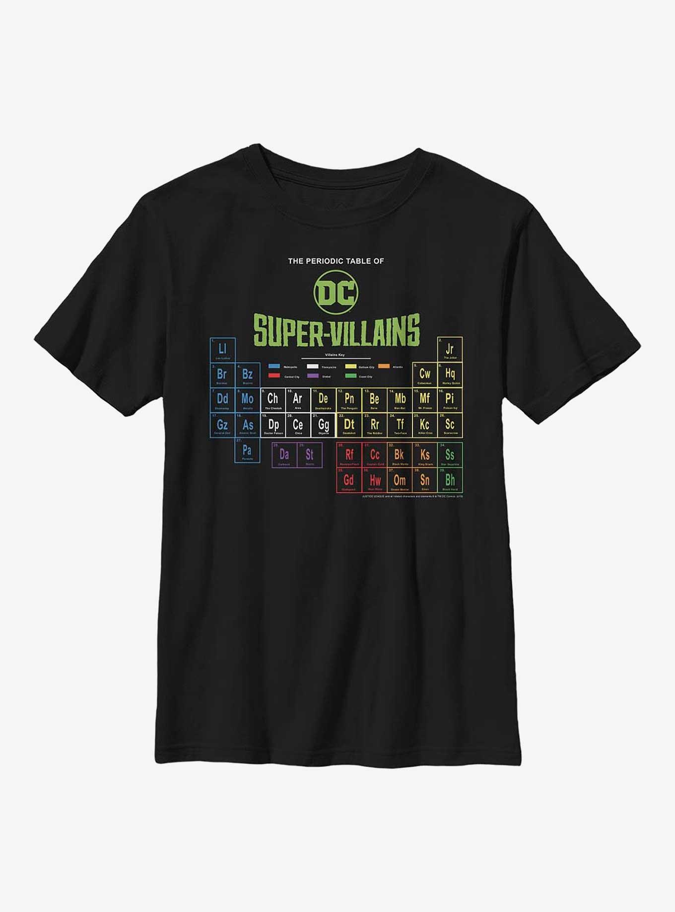 DC Comics Periodic Table Of Super-Villains Youth T-Shirt, , hi-res