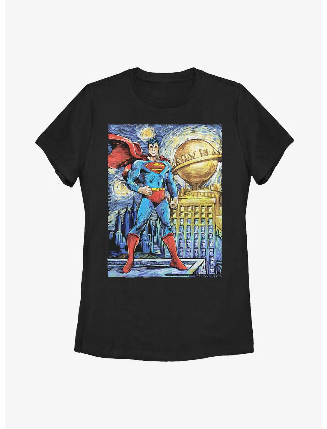 DC Comics Superman Starry Metropolis Womens T-Shirt, BLACK, hi-res