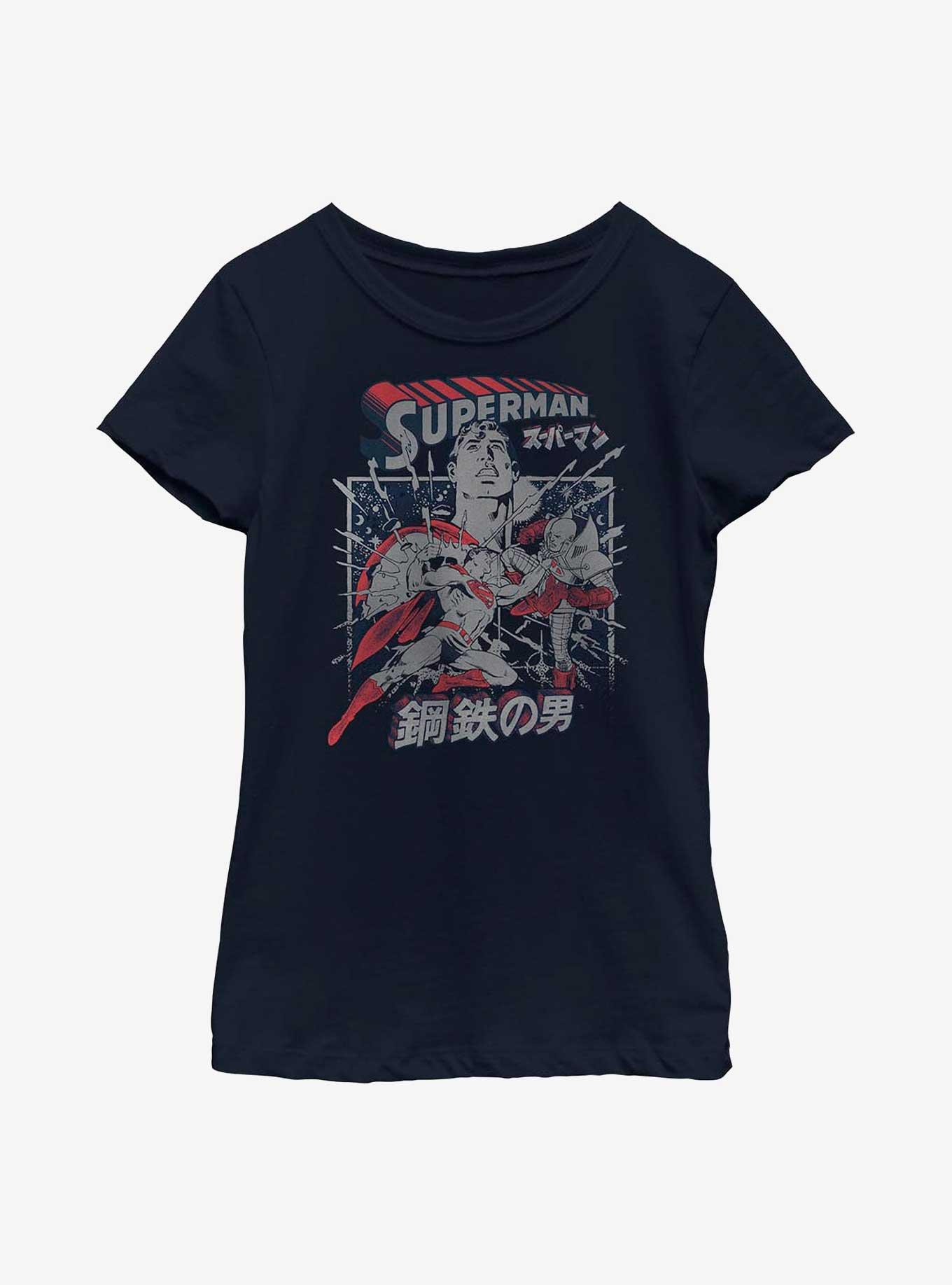 DC Comics Superman Kanji Krypton Fight Youth Girls T-Shirt, NAVY, hi-res
