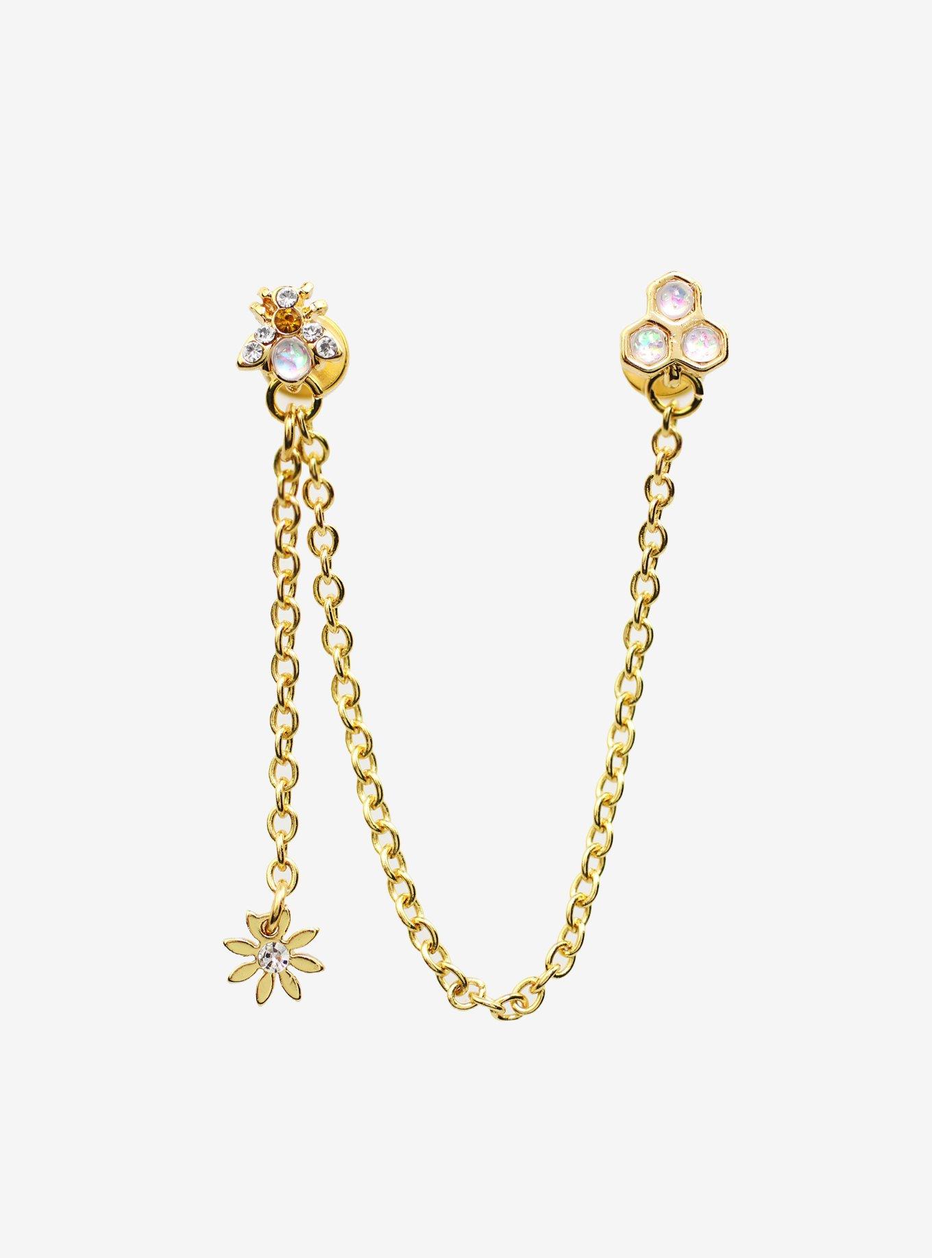 Steel Honey Opal Chain Labret, GOLD, hi-res