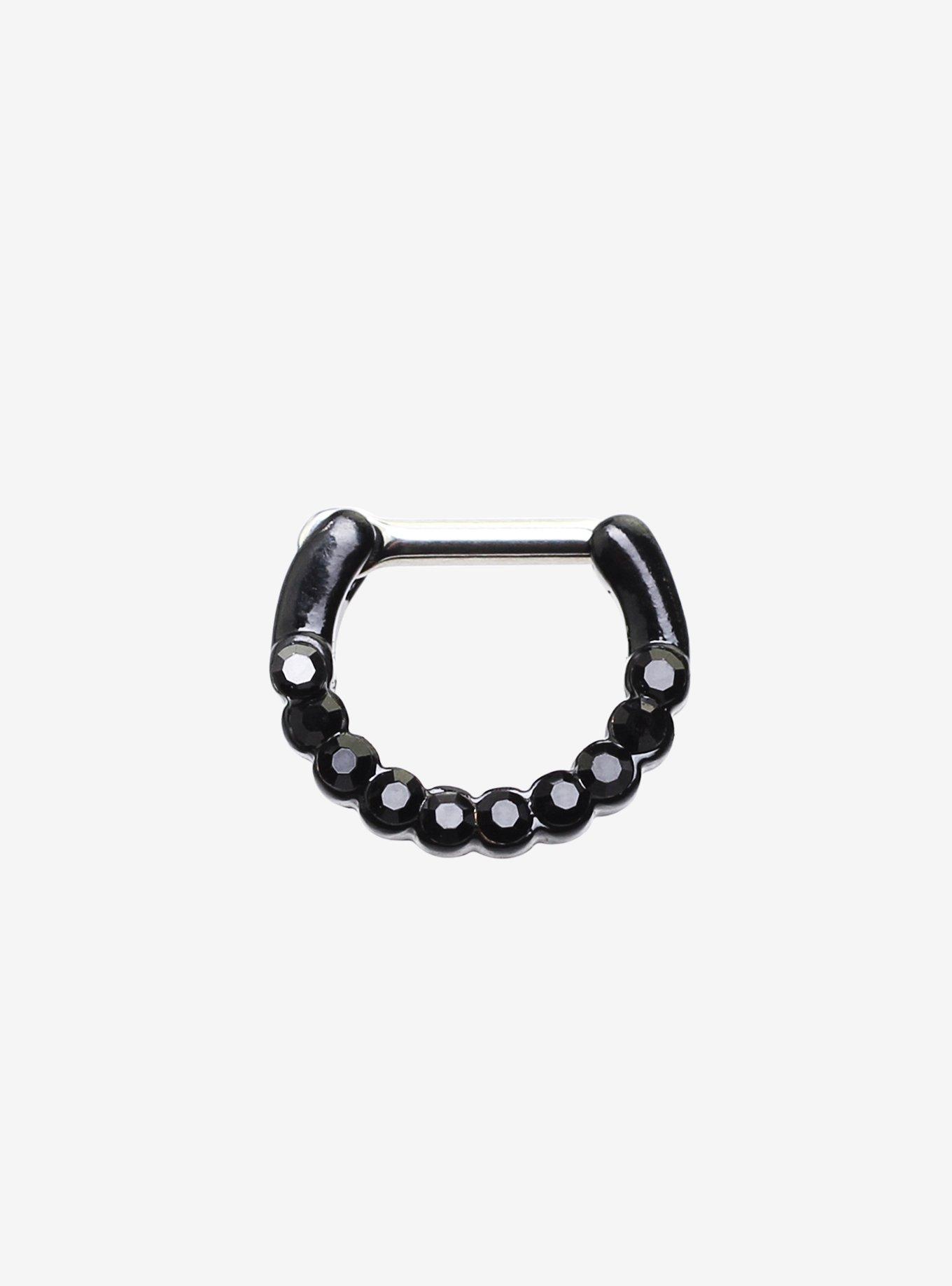 Steel Black Gem Septum Clicker, BLACK, hi-res