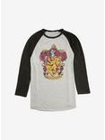 Harry Potter Hufflepuff Uniform Emblem Raglan, Oatmeal With Black, hi-res