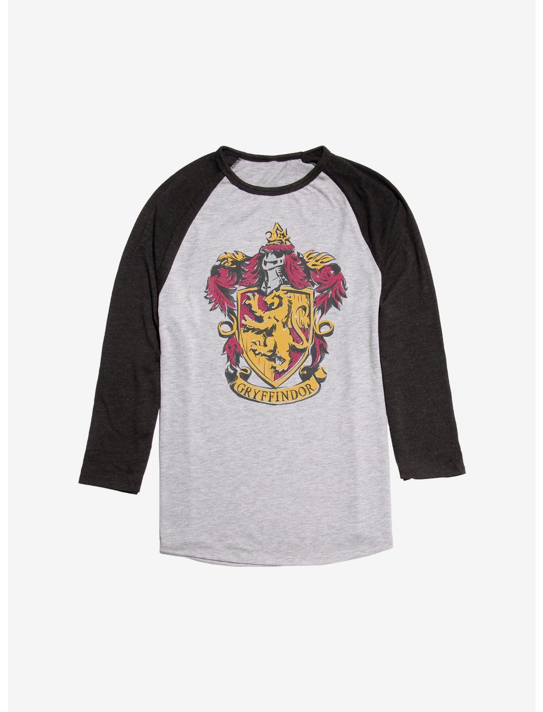 Harry Potter Hufflepuff School Uniform Emblem Raglan, Ath Heather With Black, hi-res