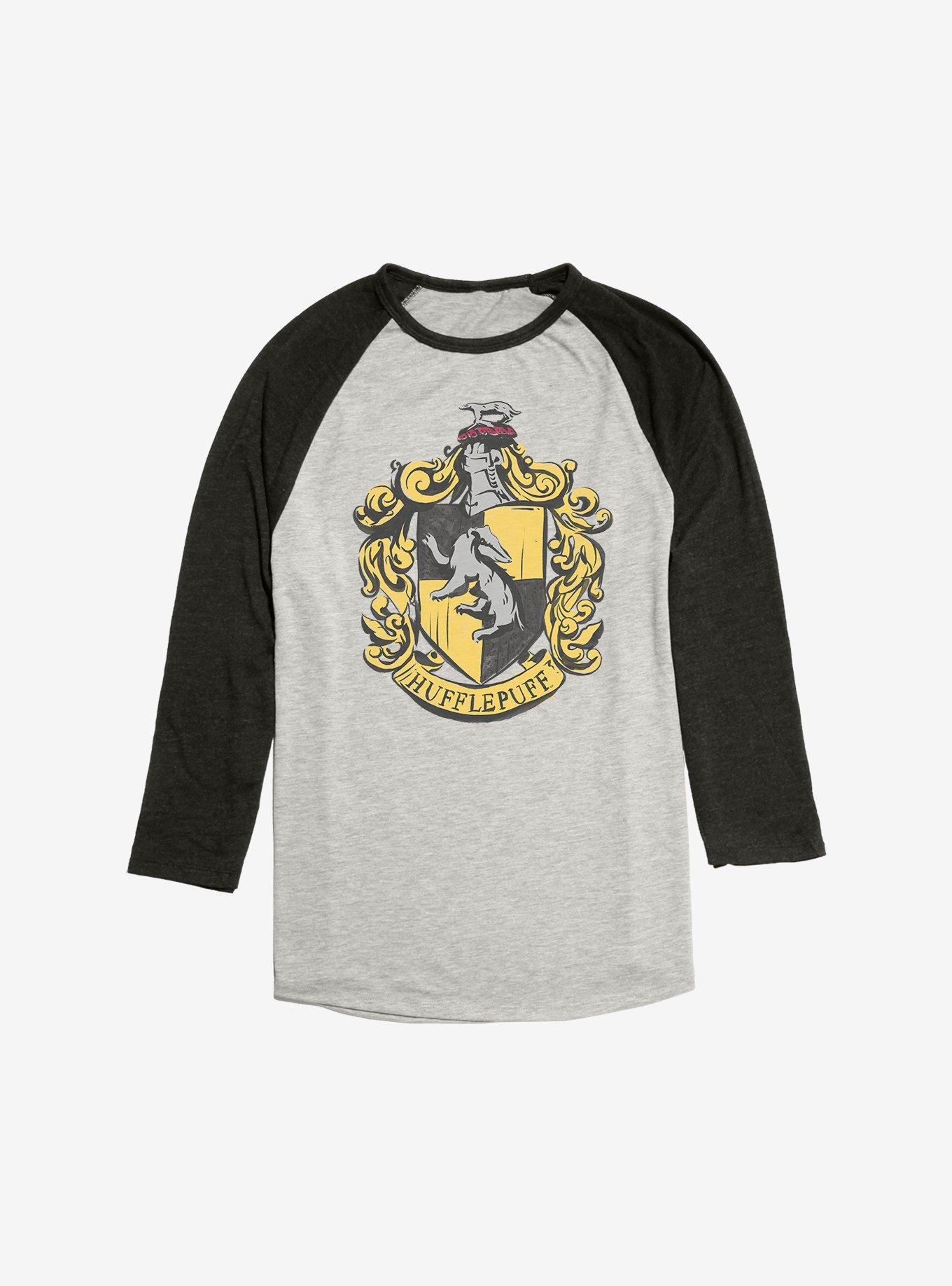 Harry Potter Hufflepuff School Uniform Emblem Raglan, Oatmeal With Black, hi-res