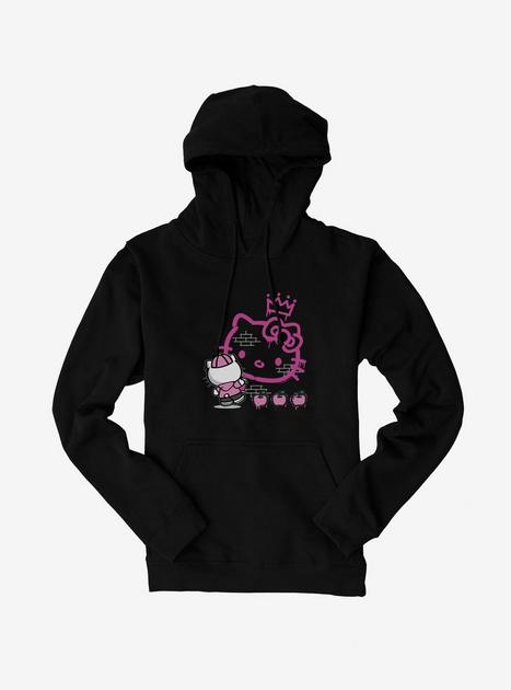 HELLO KITTY on Diamond- Girls lg - Long sleeve T-Shirt hoodie black and pink.
