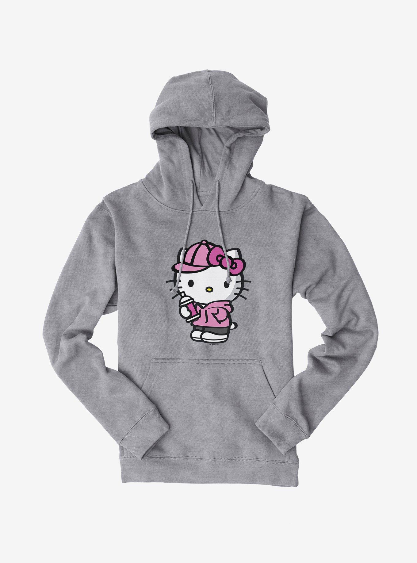 Hello Kitty Pink Front  Hoodie, HEATHER GREY, hi-res