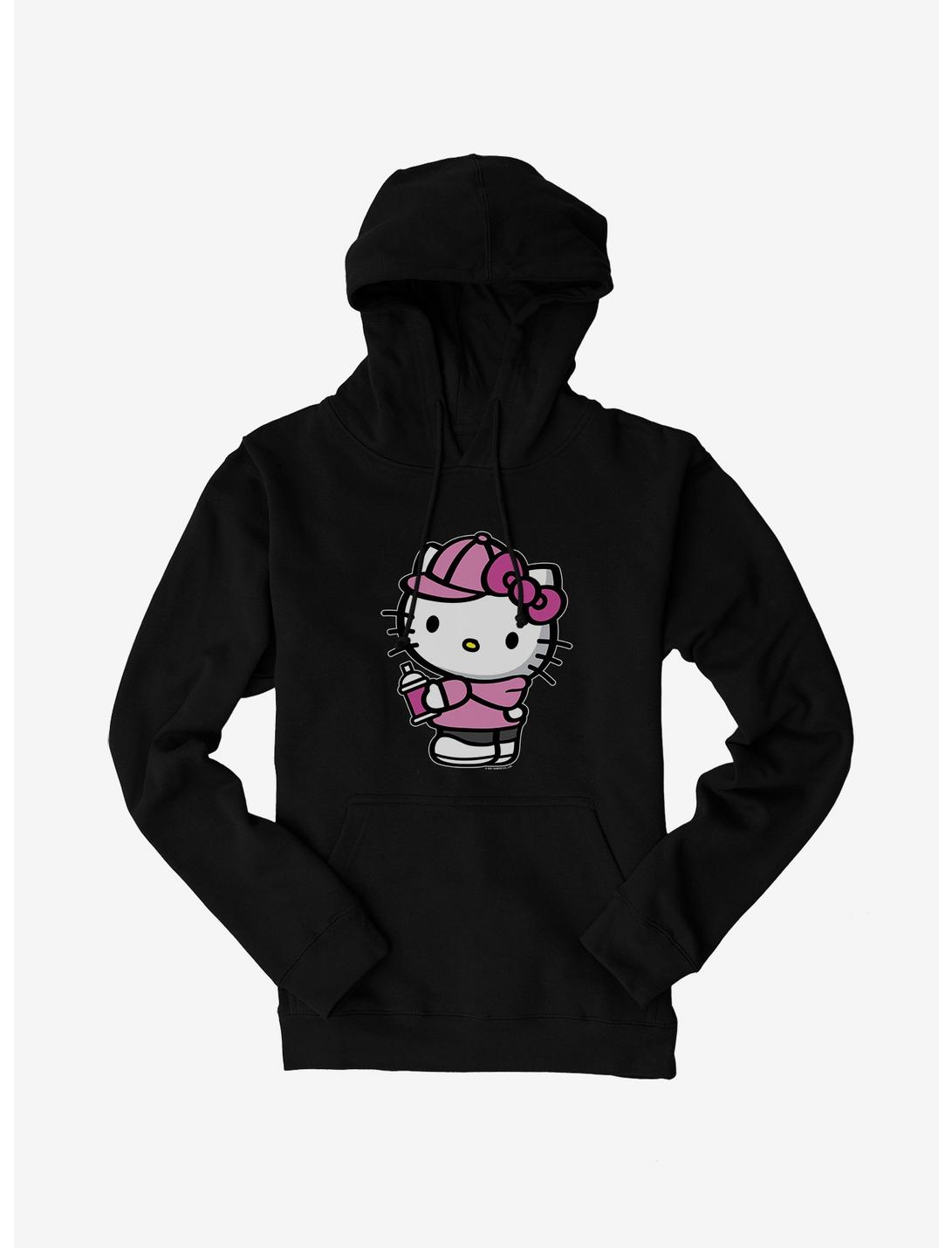 HELLO KITTY on Diamond- Girls lg - Long sleeve T-Shirt hoodie black and pink.