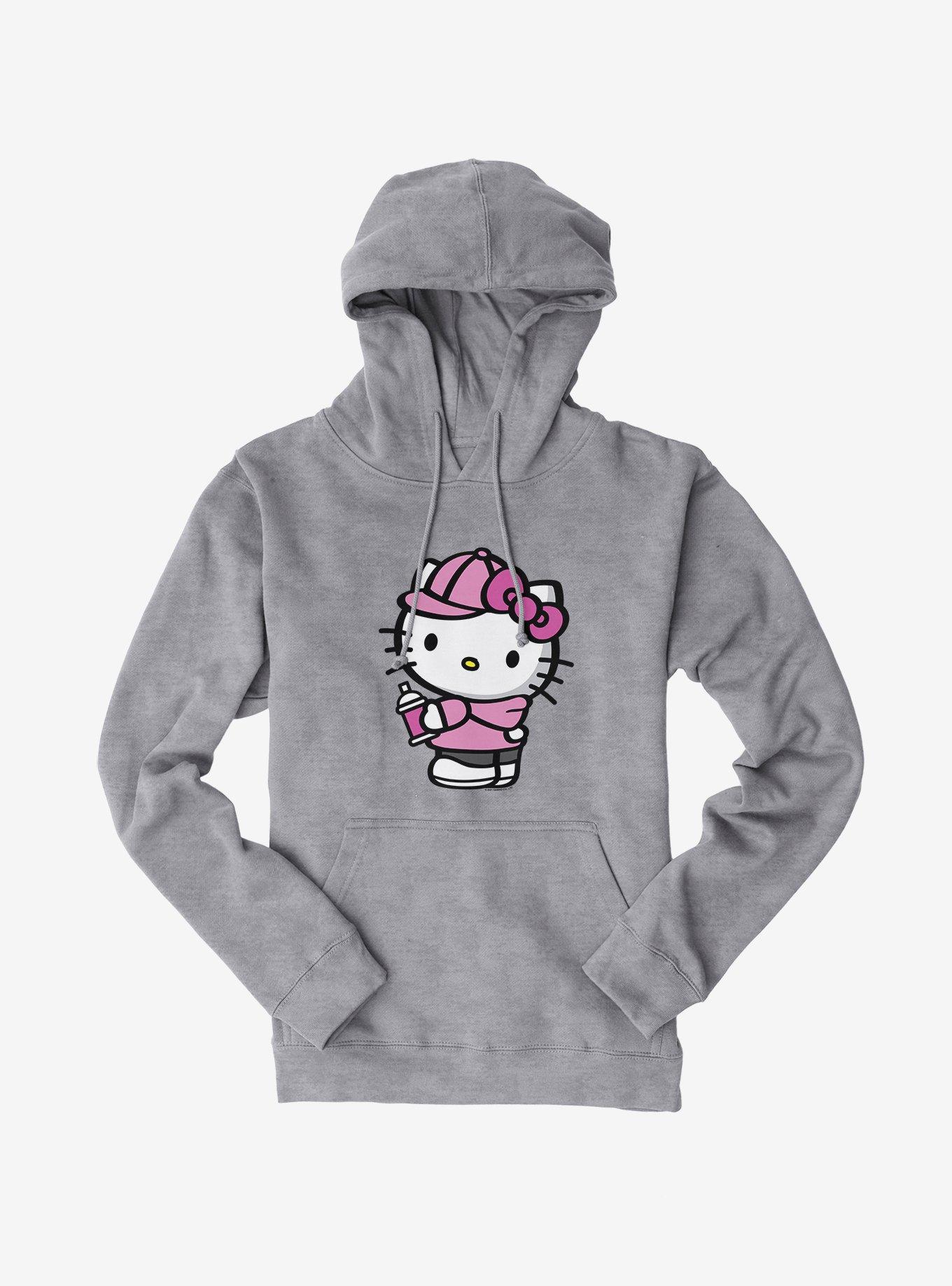 Hello Kitty Pink Side  Hoodie, HEATHER GREY, hi-res