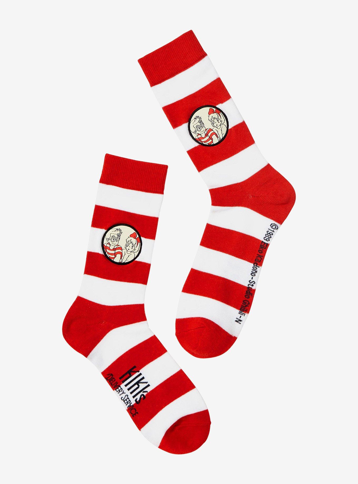 Studio Ghibli Kiki's Delivery Service Kiki & Tombo Striped Crew Socks - BoxLunch Exclusive, , hi-res