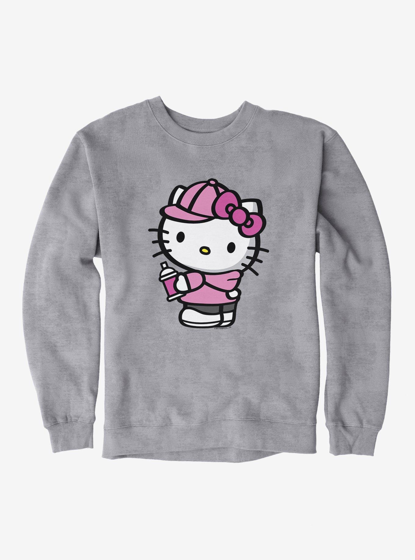 Hello Kitty Pink Side  Sweatshirt, HEATHER GREY, hi-res