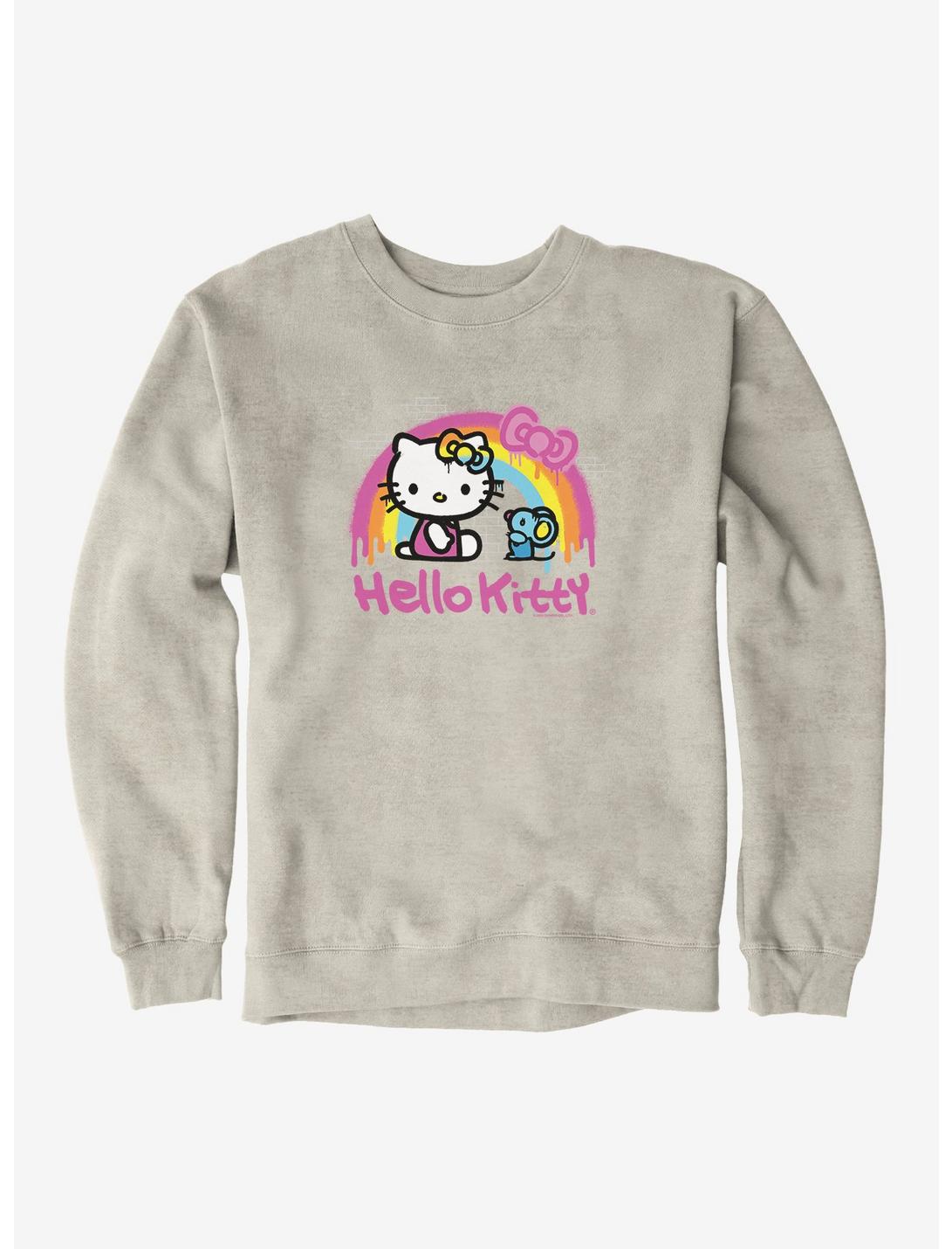 Hello Kitty Rainbow Graffiti Sweatshirt, OATMEAL HEATHER, hi-res
