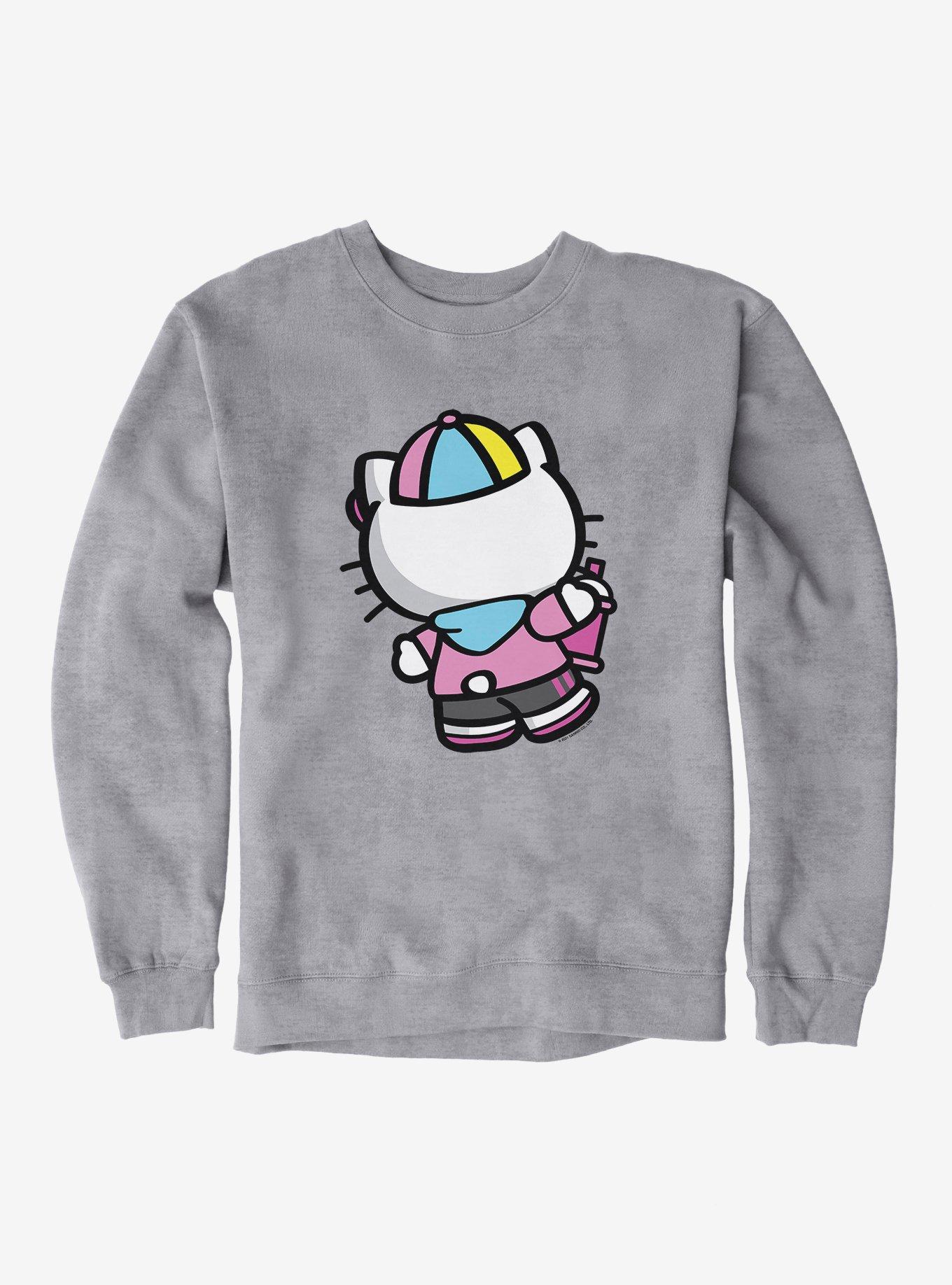 Hello Kitty Spray Can Back  Sweatshirt, HEATHER GREY, hi-res
