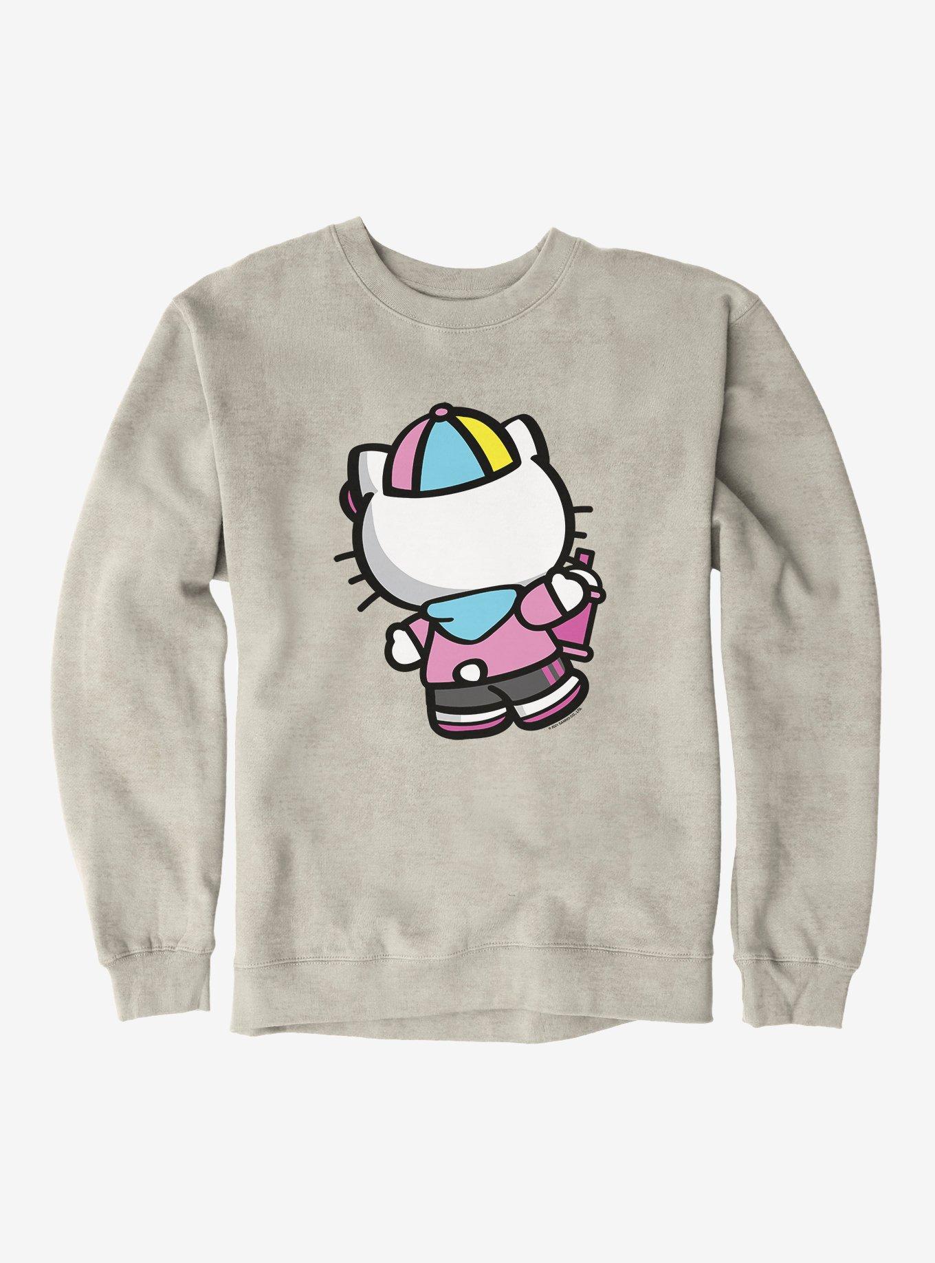 Hello Kitty Spray Can Back  Sweatshirt, OATMEAL HEATHER, hi-res