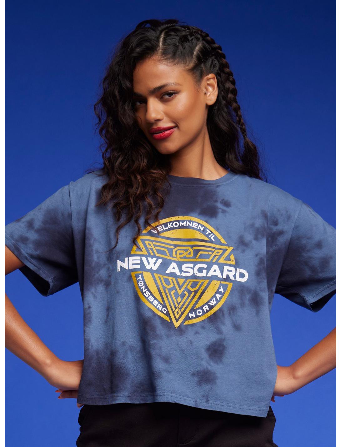 Her Universe Marvel Thor: Love And Thunder New Asgard Blue Wash Girls Crop T-Shirt, MULTI, hi-res
