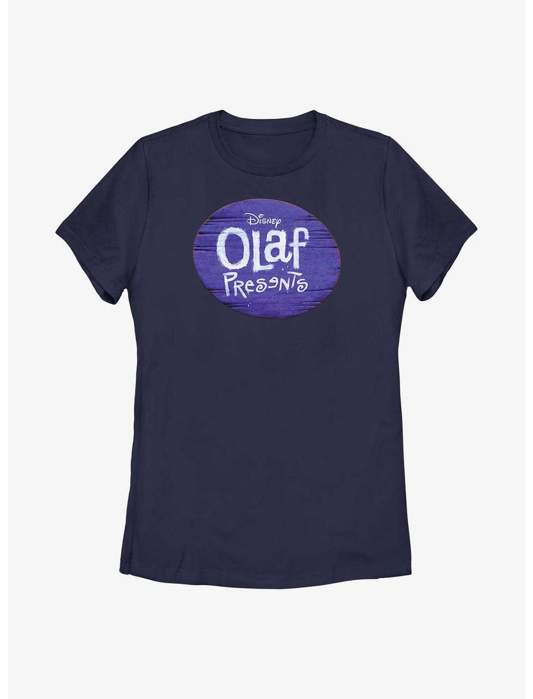 Disney Olaf Presents Logo Womens T-Shirt, NAVY, hi-res